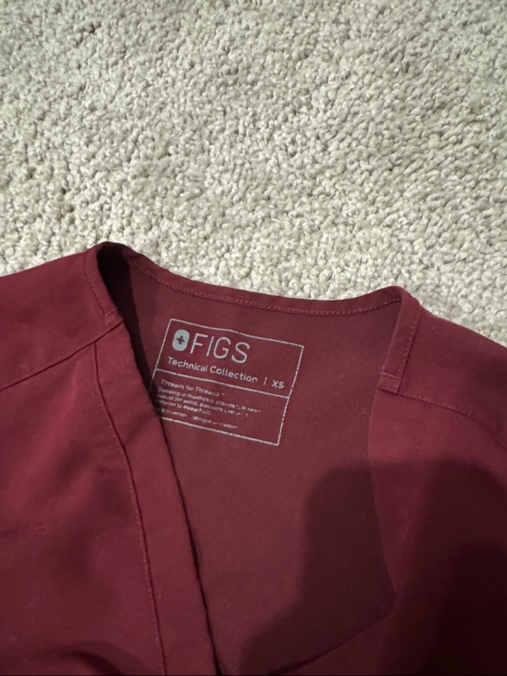 Figs Scrubs Set in Burgundy, XS top and XSP bottom - Picture 4 of 7